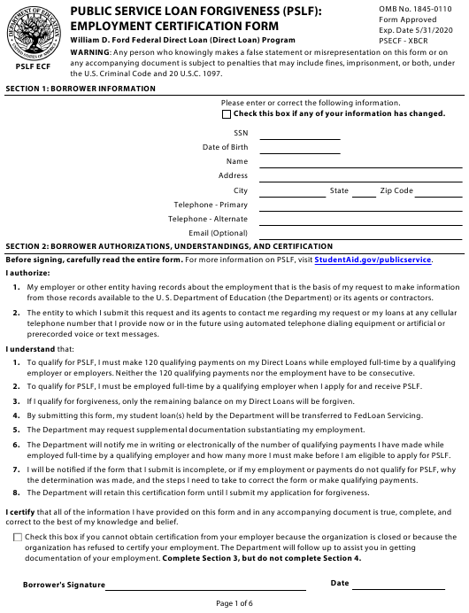 How To Fill Out PSLF Employment Certification Form
