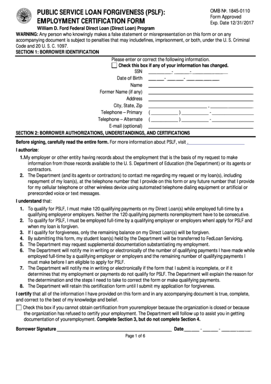 PSLF Employment Certification Form Already Left Employer