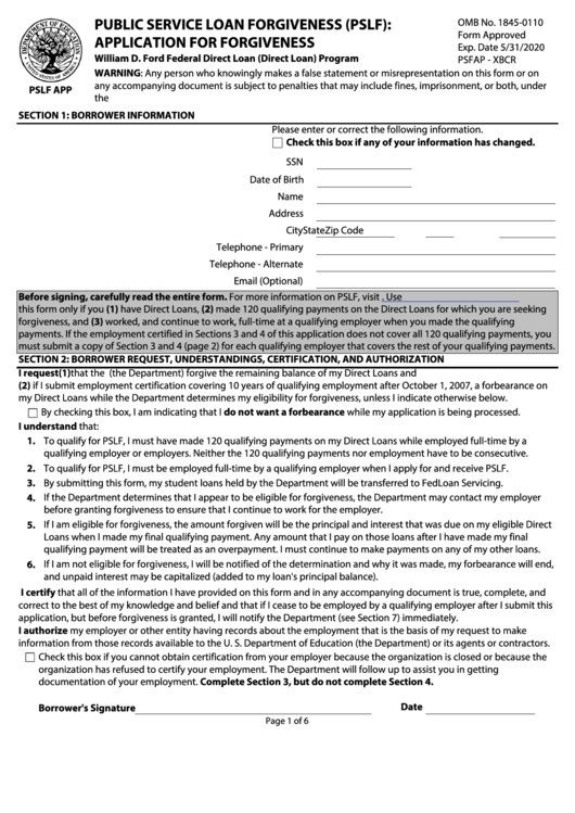 PSLF Forgiveness Form