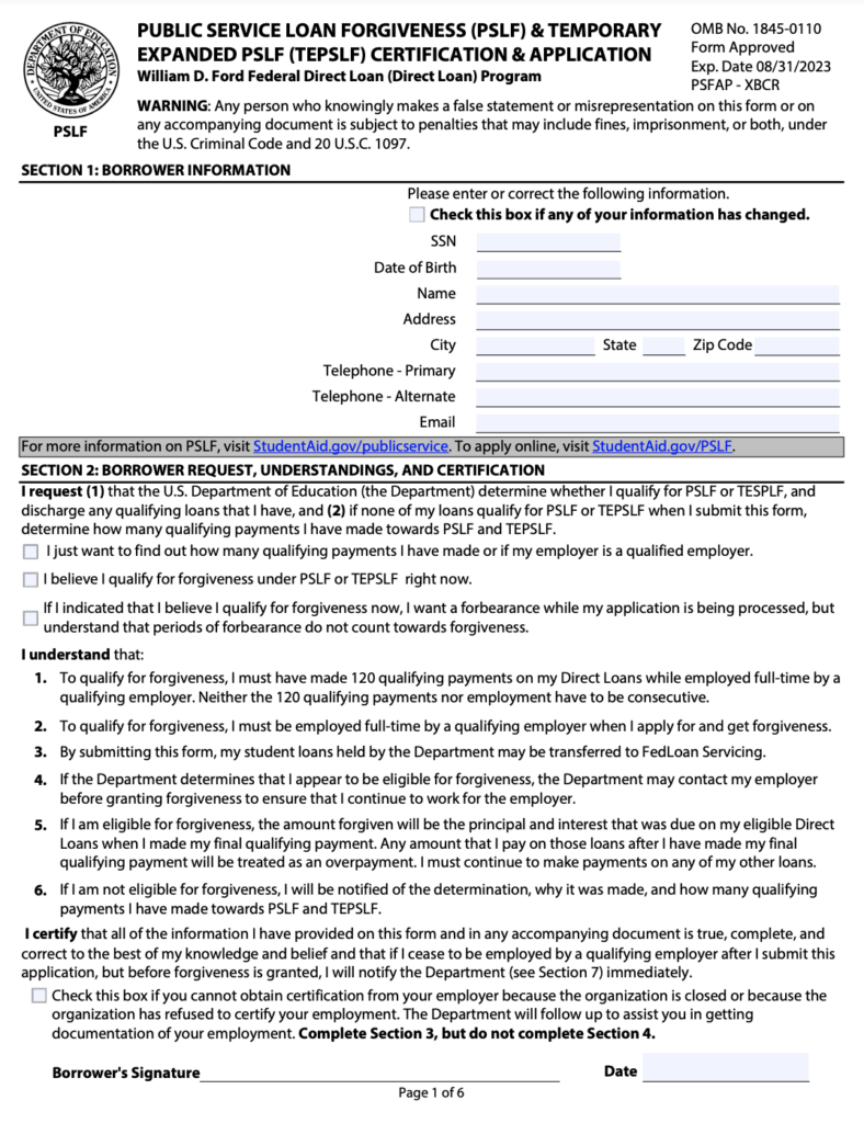 PSLF Form Submission