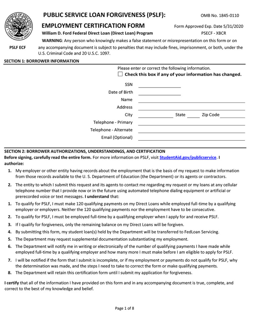 PSLF Paper Form