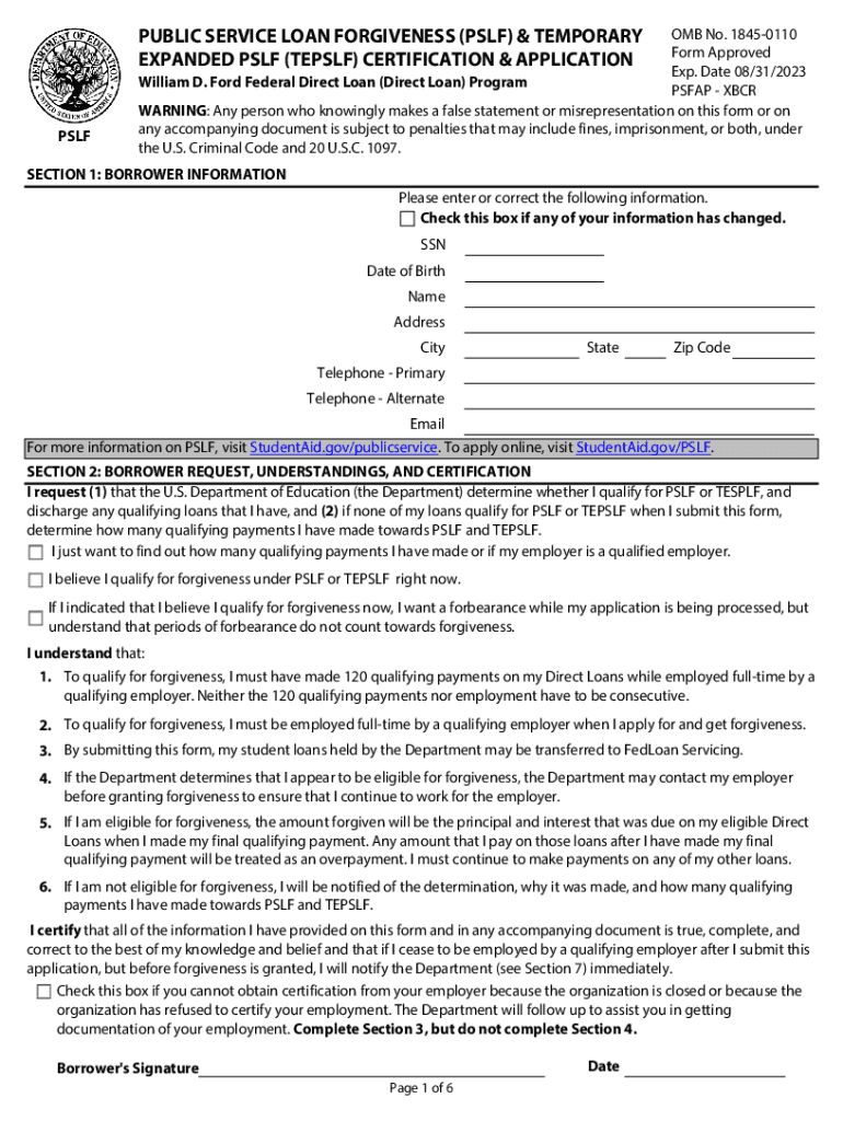 Temporary PSLF Form